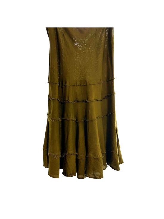 Ashley Stewart Dresses & Skirts - Ashley Stewart Boho Cottage Core Size 14 Lagenlook Layered Army Green Skirt